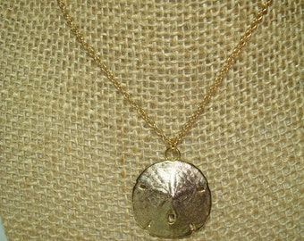 1970s Golden Dipped Real Sand Dollar Necklace.
