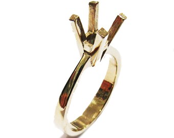 Ring Mounting Engagement Ring Solitaire Ring in Solid 18K Yellow Gold