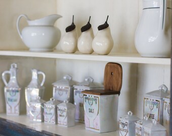 Vintage German Canister Set, White kitchen Canister set