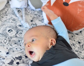 Woodland Baby Bedding - Fox Crib Sheet / Navy Nursery Bedding / Changing Pad Covers / Mini Crib Sheets / Baby Sheet by Babiease