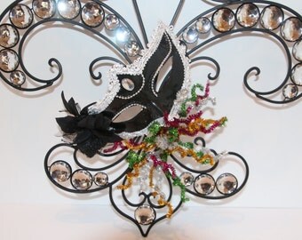 Fleur De Lis Wall Decor or Door Hanger Mardi Gras Mask