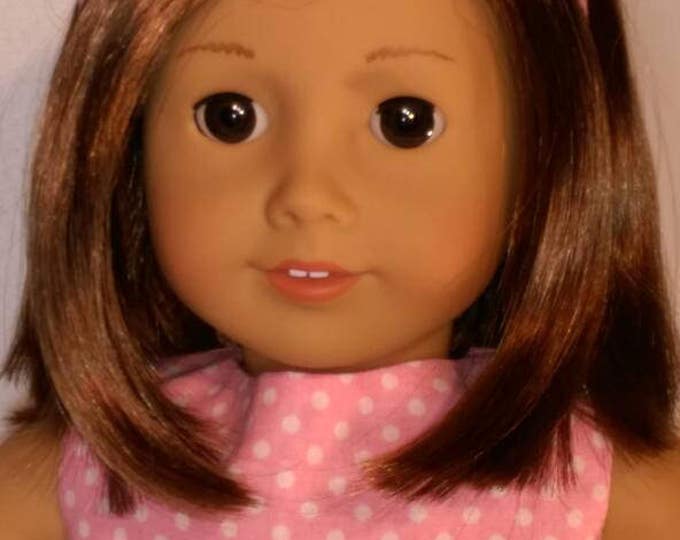 Pink polka dot doll dress and headband fits 18 inch dolls summer set
