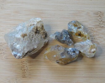 Herkimer Diamond Quartz points Lot Earth Specimen Collector Crystal Healing Reiki One Large Four Small Rough and Dirty Chunks