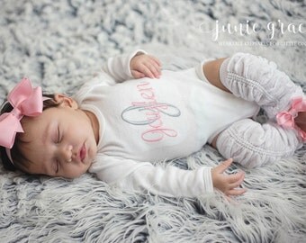 Baby Girl Clothes Baby Girl Coming Home Outfit Newborn Baby Girl Outfit Baby Girl Gift Monogrammed Baby Girl Outfit Baby Girl Leg Warmers