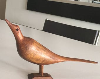 Mid Century Hand Carved Wood/ Bird Sculpture/Mid Century Modern/ Carved Wooden Bird By Gatormom13