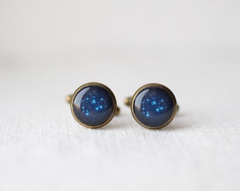 Zodiac Cufflinks - Custom Astronomy Sign - Star Constellation - Personalized Wedding Gifts