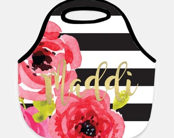 Personalized Lunch Tote-Neoprene Lunch Tote-Lunch Bag-Monogram Lunch Tote-Lunch Bag-Neoprene Lunch Tote