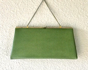 Vintage 1950's evening bag OLIVE GREEN After Five clutch purse