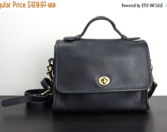 Vintage Coach Plaza Bag Black Leather Rounded by TheLionsDenStudio