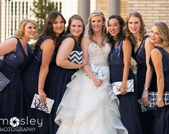 Navy Bridesmaid Clutches Envelope Clutches Wedding Purses Bridal Party Bags Personalized Clutches