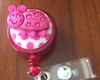 Nurse badge holder, nurse badge reel, lady bug badge holder, lady bug badge reel, gift for nurse, retractable badge reel, id badge reel