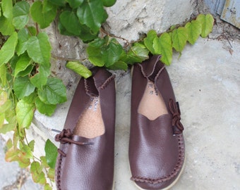 Leather shoes in Brown, leather ballet flats, Leather ballet flats leather ! Womens flats, leather womens slip ons, ballerines femme, shoes