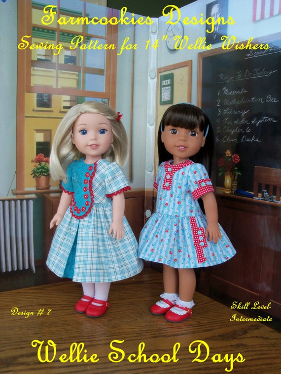 Wellie Wisher ® Size PDF Sewing Pattern: Wellie School Days / Sewing Pattern for American Girl Wellie Wishers® or other 14" doll