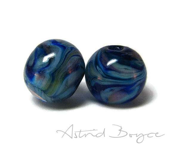 Dark Water Artisan Lamp Work Glass Beads for Macrame Craft and Jewelry Creations water beach vacation ocean theme beads waterproof jewelry