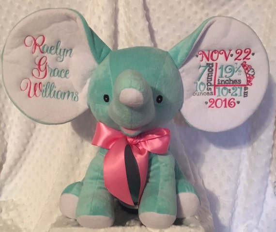 monogrammed stuffed elephant