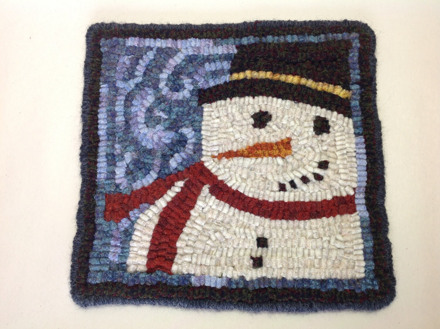 Rug Hooking KIT, Snowman Mat, 8 x 8, K109, DIY Primitive Rug Mat, Rug