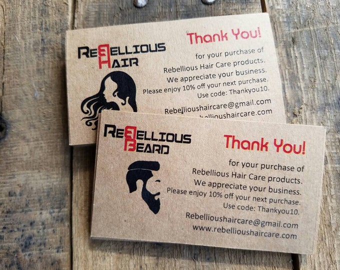 Custom Hair Nail Salon Beauty Salon Thank You Cards Promo Coupon Discount Card Codes Owners business store for Business Appreciation