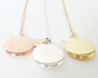 Personalized Rose Gold Locket - Initial Locket - Gold Bridesmaid Locket - Flower Girl Locket -Childrens' Locket -Bridesmaid Necklace -Silver
