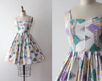 vintage 1950s dress // 50s cotton sun dress