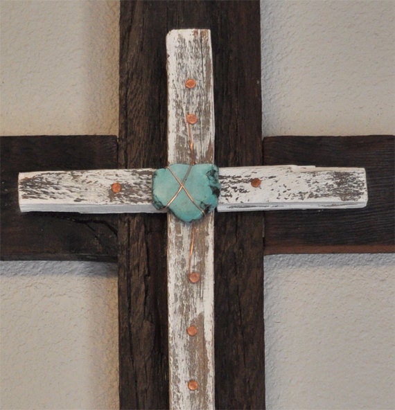Unique turquoise cross home decor rustic decor religious