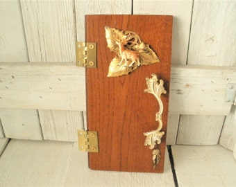 Wood fairy door upcycled vintage findings magic fantasy wall art