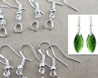 20pcs, 10pairs-silver Ear wire, Earring Hooks with Pinch Bail