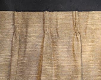 Pair of Very Long Vintage Woven Textured Curtains- Two Drapery Panels