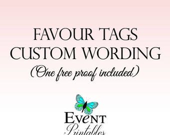 Printable Favor Tags, Custom Wording, Personalized Wedding Favor Tags, Bridal Shower Gift Tags, Digital File by Event Printables
