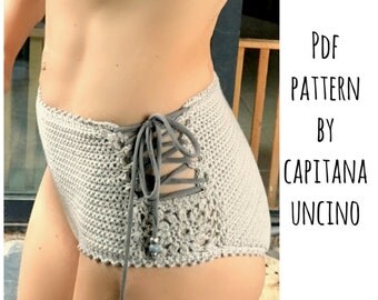 PDF-file for Crochet PATTERN, Aliyah Crochet Bikini Bottom Sizes XS-L, surfer bikini, Highwaist bottom