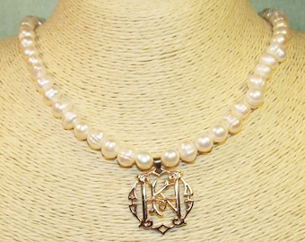 18.5" Cultured Freshwater Baroque Potato Pearl Necklace with Pendant and Glass Spacers