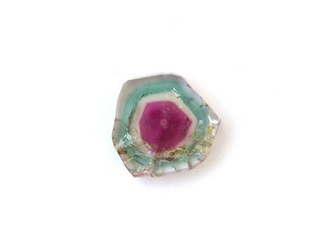 Watermelon Tourmaline Slice Cabochon Gemstone 6.2 ct 12.8x13.0x3.4 mm Free Shipping