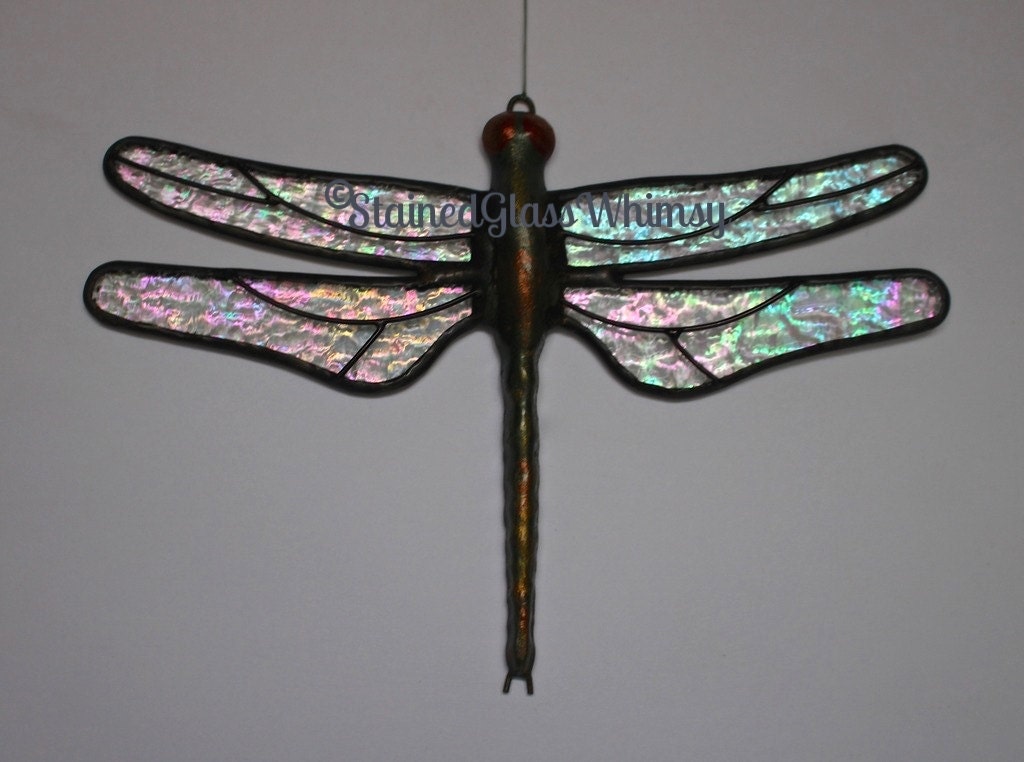 Stained Glass Dragonfly Suncatcher Stardust By Stainedglasswhimsy