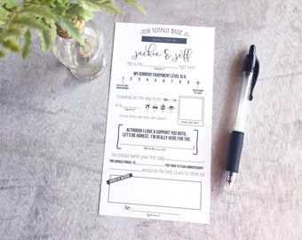 Wedding Advice Cards, Digital File, Questionnaire, Printable, Reception Wedding Table Cards