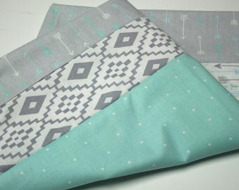 Quilt Top, Unfinished Quilt Top, Arrow Quilt, Gray and Blue, Blue and Gray, Arrow Print, Gray Blue Quilt