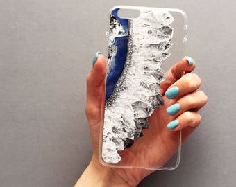 Byron Crystal Clear Case - Samsung Galaxy S8 case, crystal case, clear iPhone case, blue agate, iPhone 7plus case, iPhone SE case, SamsungS7