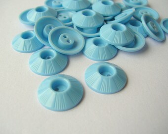 30 Blue Buttons - Vintage Round Plastic Buttons - Vintage Buttons - 21mm - 1950s Blue