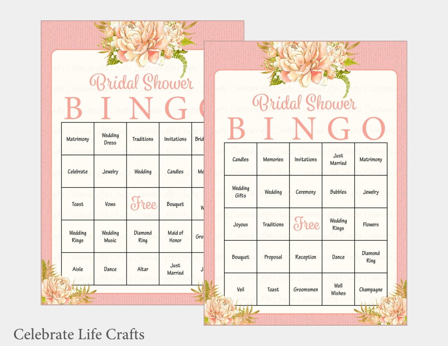 100 Bridal Bingo Cards Floral Bridal Shower Bingo Game