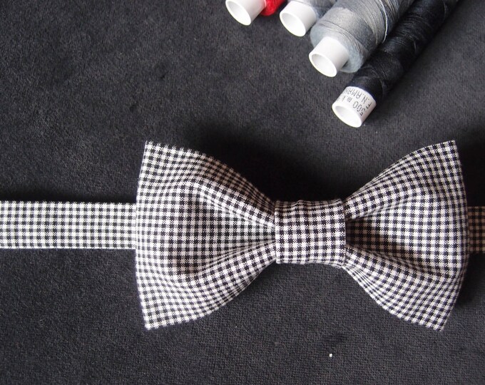 Checkered Bow tie for Men, Black White Bow tie for Women, Unisex Bow Tie, Gingham Bow Tie, Casual Bow tie, Checkered Pattern, Bachelor party