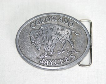 Vintage Colorado Jaycees belt buckle…Colorado buffalo buckle…bison belt buckle...Colorado Buffaloes...Junior Camber of Commerce.