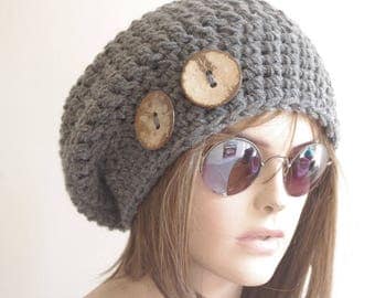 Spring SALE Womens Hats winter hat Gift for her Cap Beanie Gray woman hats Womens Cancer Headwear Pussyhat project