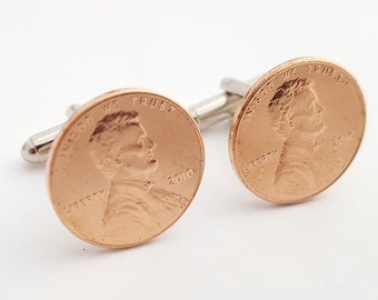 7th Anniversary Gift 2010 Penny Cufflinks Copper Anniversary Cuff Links