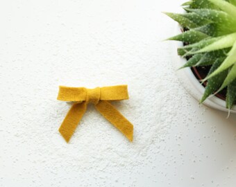 Mustard Felt Hair Bow - Felt Hair Clip or Heabdand