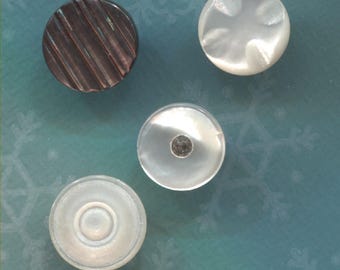 4 Vintage Carved Mother of Pearl Buttons-Item# 395