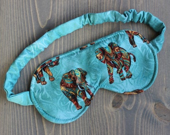 Woman's Sleep Mask, Eye Mask, Travel Mask, Spa Mask, Blindfold, Elephants, Handmade in Canada, Gift for Woman