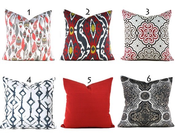 Red Pillow Covers ANY SIZE Decorative Pillows Pillow Inserts