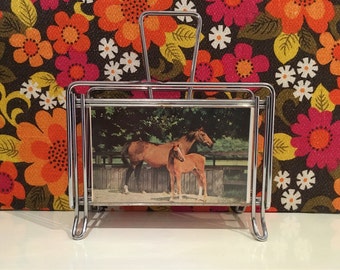 Vintage Letter Rack Horses Atomic Vernon Ward Floral