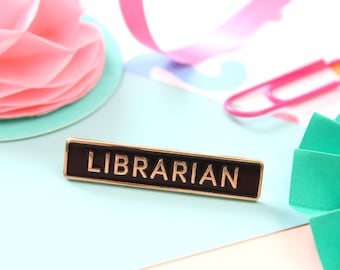 Librarian Enamel Pin. Pin Game. Bookish Pin. Literary Pin. Literary Gifts. Black and Gold Pin. Lapel Pin. Books. Literary Gifts. Book Pins