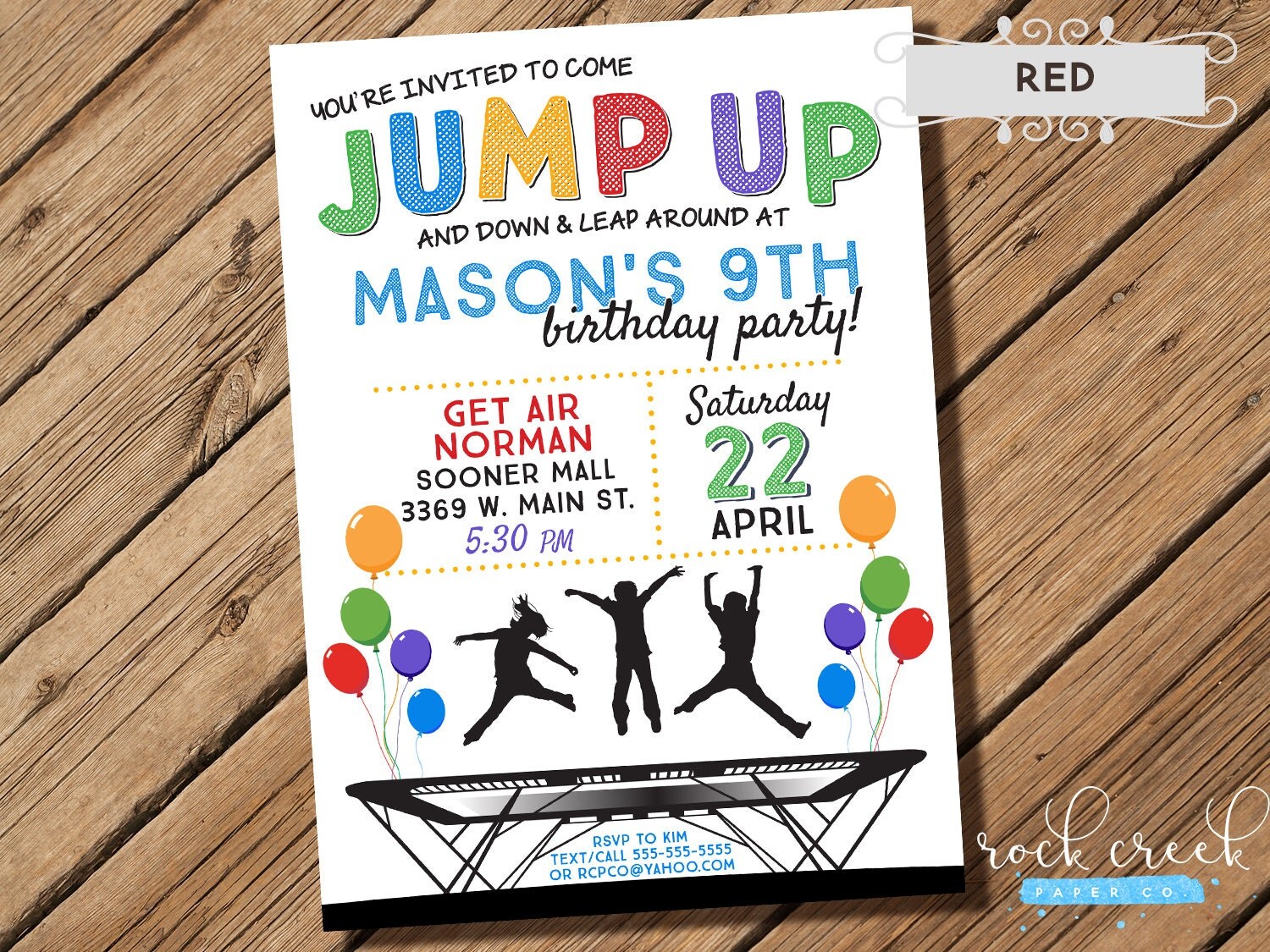 Trampoline Jumping Invitation Jumping Party Trampoline