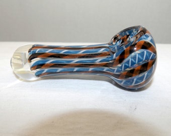 3 3/4 Blue Orange & White Color Swirl Gass Pipe