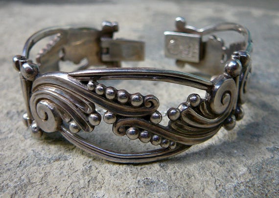 Margot de Taxco Vintage Panel Bracelet Vintage Mexican Silver